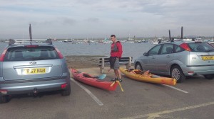 Unloading the kayaks at WMYC